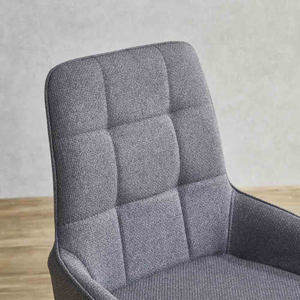 Rotating Chair with Paper Cord Seat and Black Steel Legs 2 pcs DC-RKKA-GY