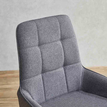 Rotating Chair with Paper Cord Seat and Black Steel Legs 2 pcs DC-RKKA-GY