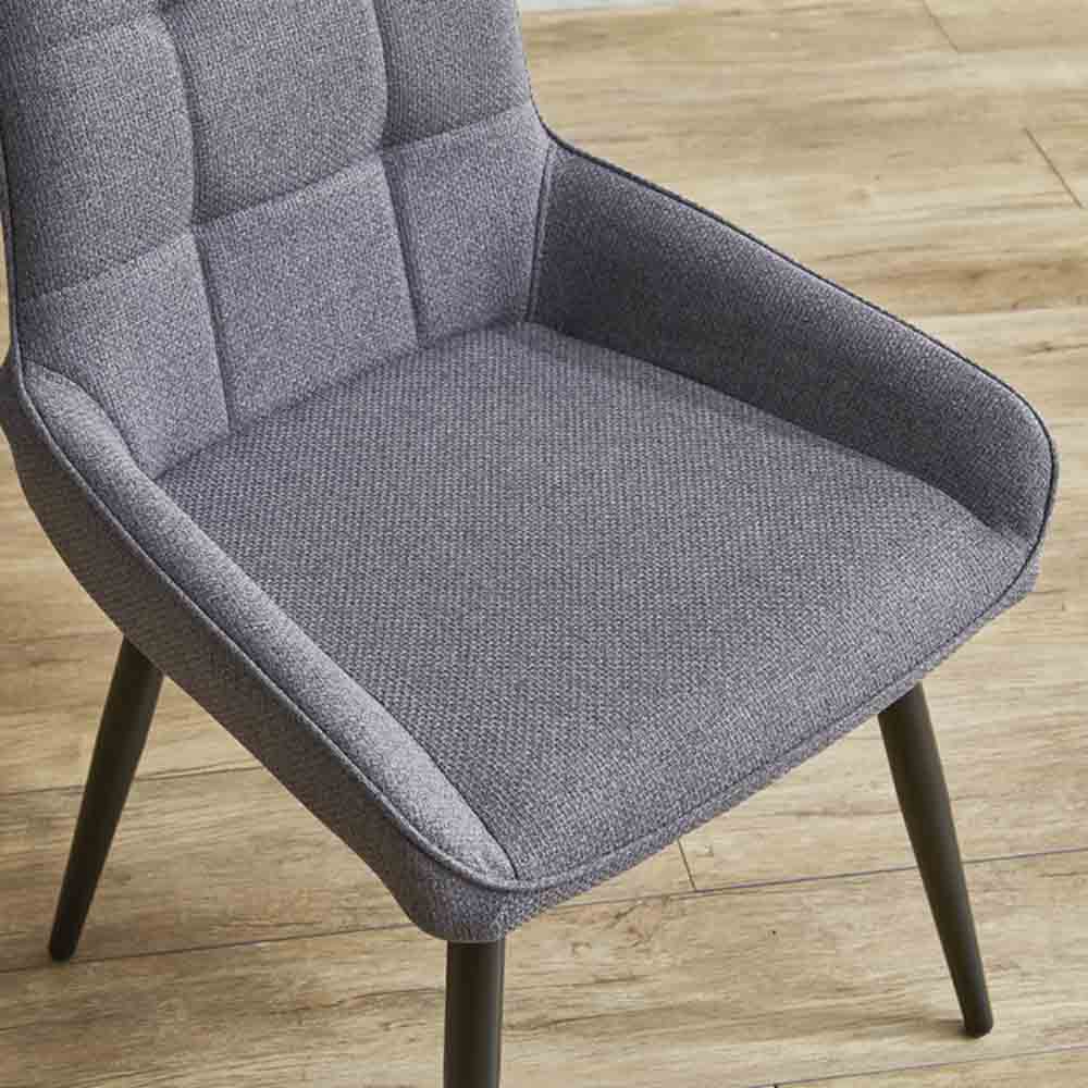 Rotating Chair with Paper Cord Seat and Black Steel Legs 2 pcs DC-RKKA-GY