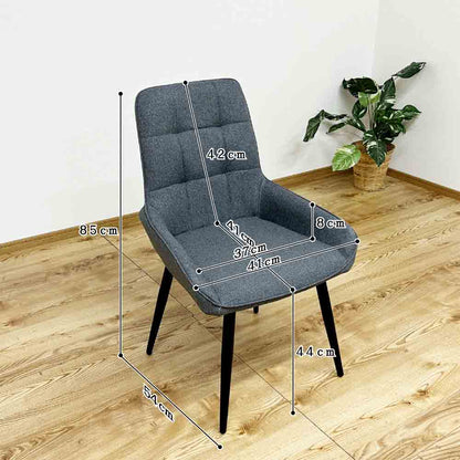 Rotating Chair with Paper Cord Seat and Black Steel Legs 2 pcs DC-RKKA-GY