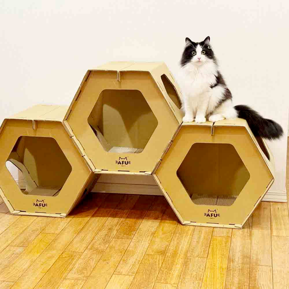 Honeycomb House with Scratching Post - Set of 3