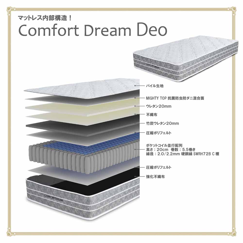 24cm Thick SD Pocket Coil Mattress CFDM-Deo-SD
