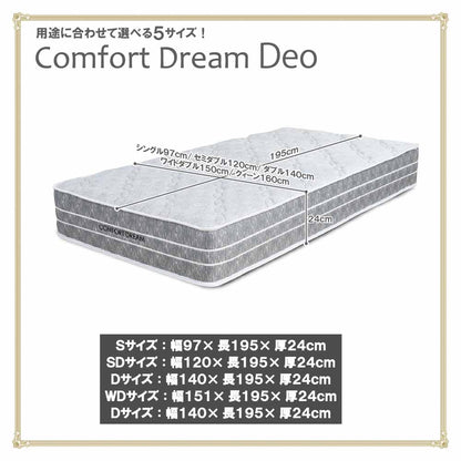 24cm Thick D Pocket Coil Mattress CFDM-Deo-D