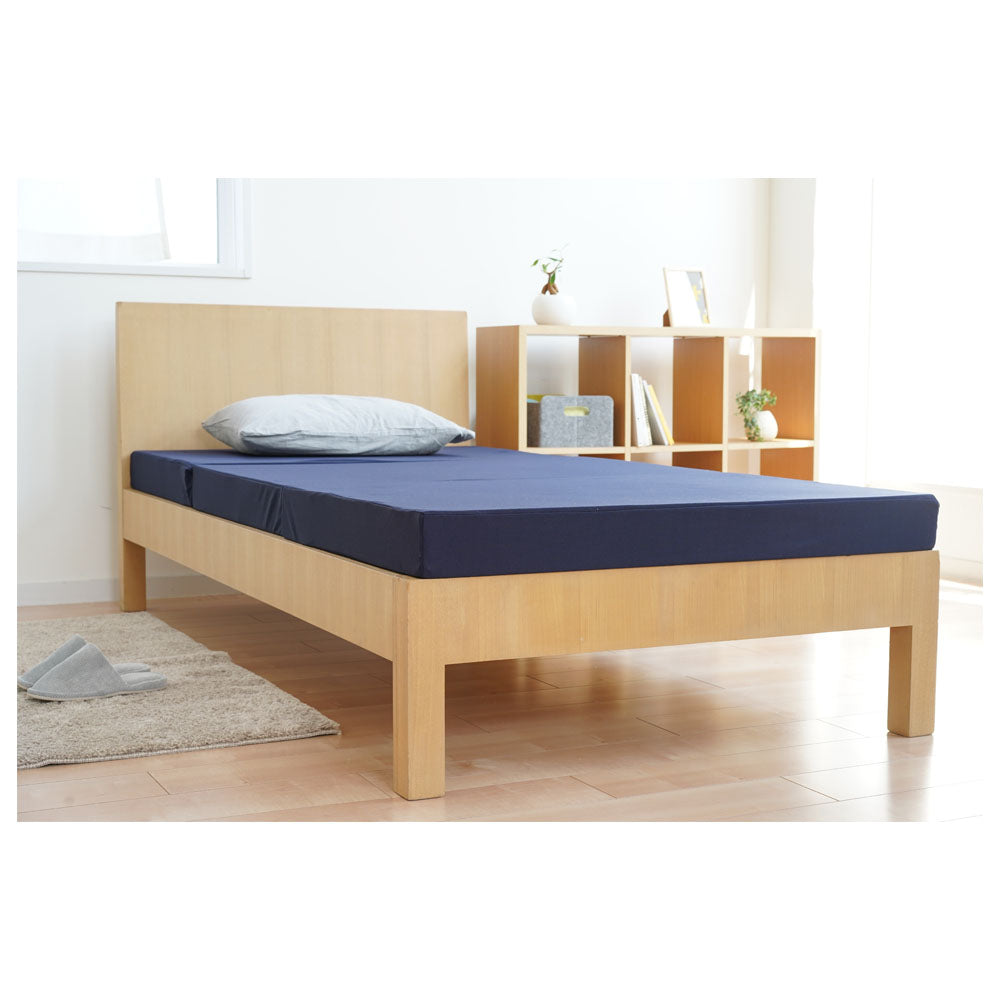 10cm Tri-Fold High Resilience Mattress Single Size Navy