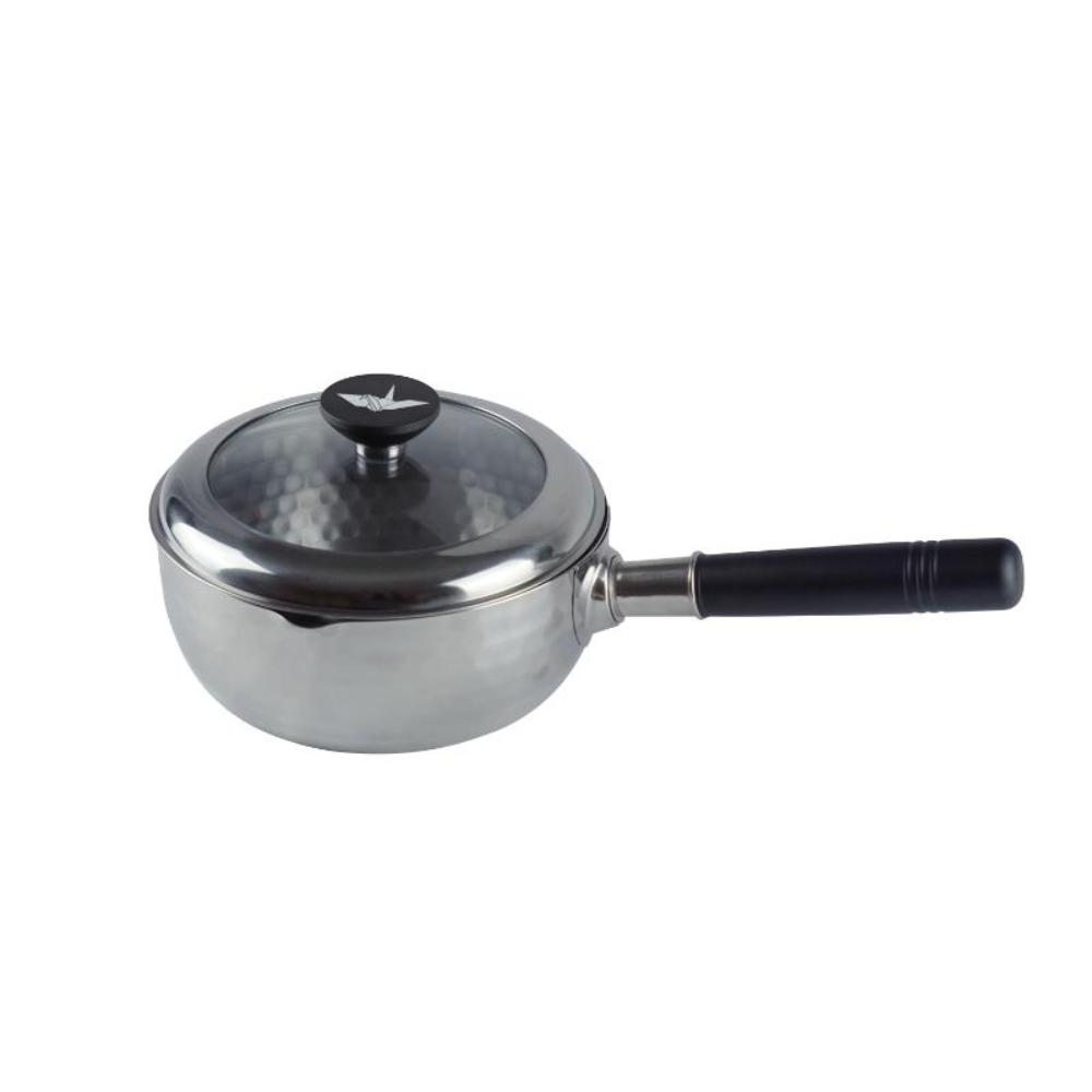 Snow Flat Pot with Glass Lid Stainless Steel 18cm