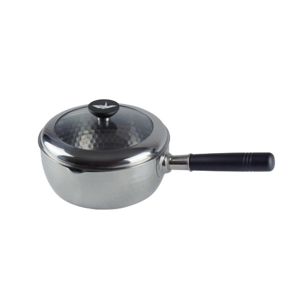 Snow Flat Pot with Glass Lid Stainless Steel 20cm