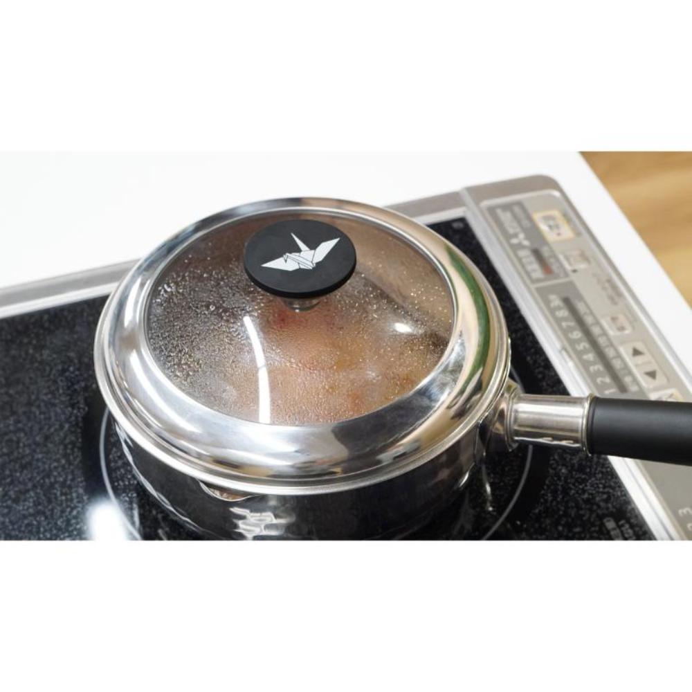 Snow Flat Pot with Glass Lid Stainless Steel 20cm
