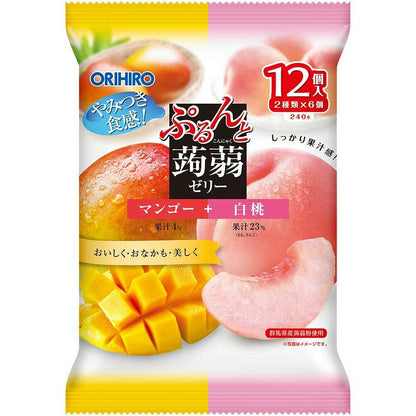 ◆Orihiro Pudding Konjac Jelly Pouch Mango + White Peach 20g x 12 pieces