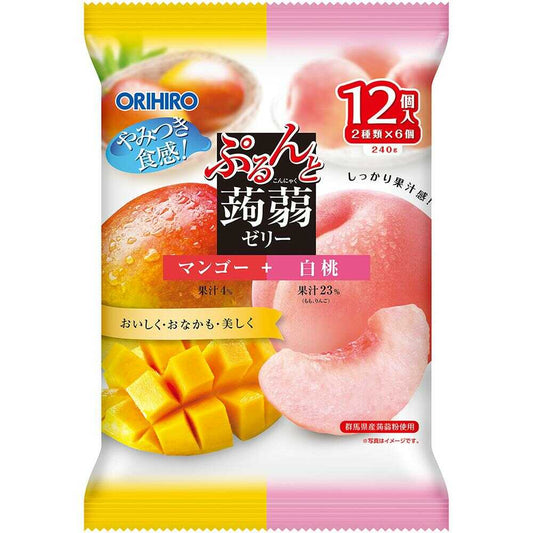 ◆Orihiro Pudding Konjac Jelly Pouch Mango + White Peach 20g x 12 pieces