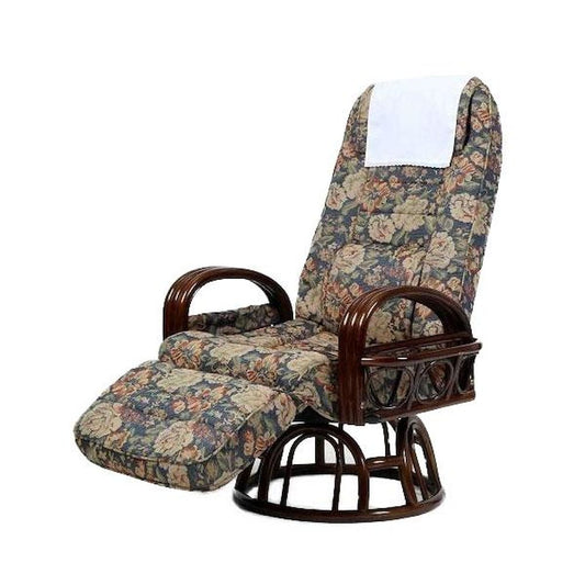Rattan Armrest Rotating Reclining Chair with Footrest SW046KMS