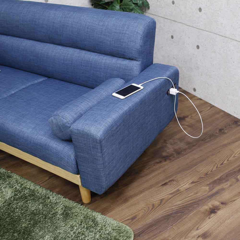 2.5-Seater Sofa with Dual Outlet SO-20-BL