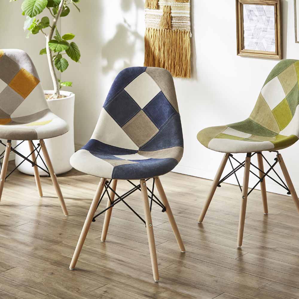 Patchwork Shell Chair - Blue CC-YD-BL