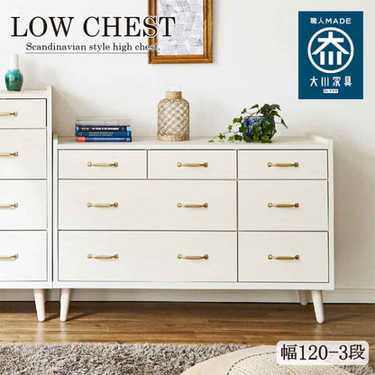 CH-01-120-3-WH Scandinavian Style Low Chest