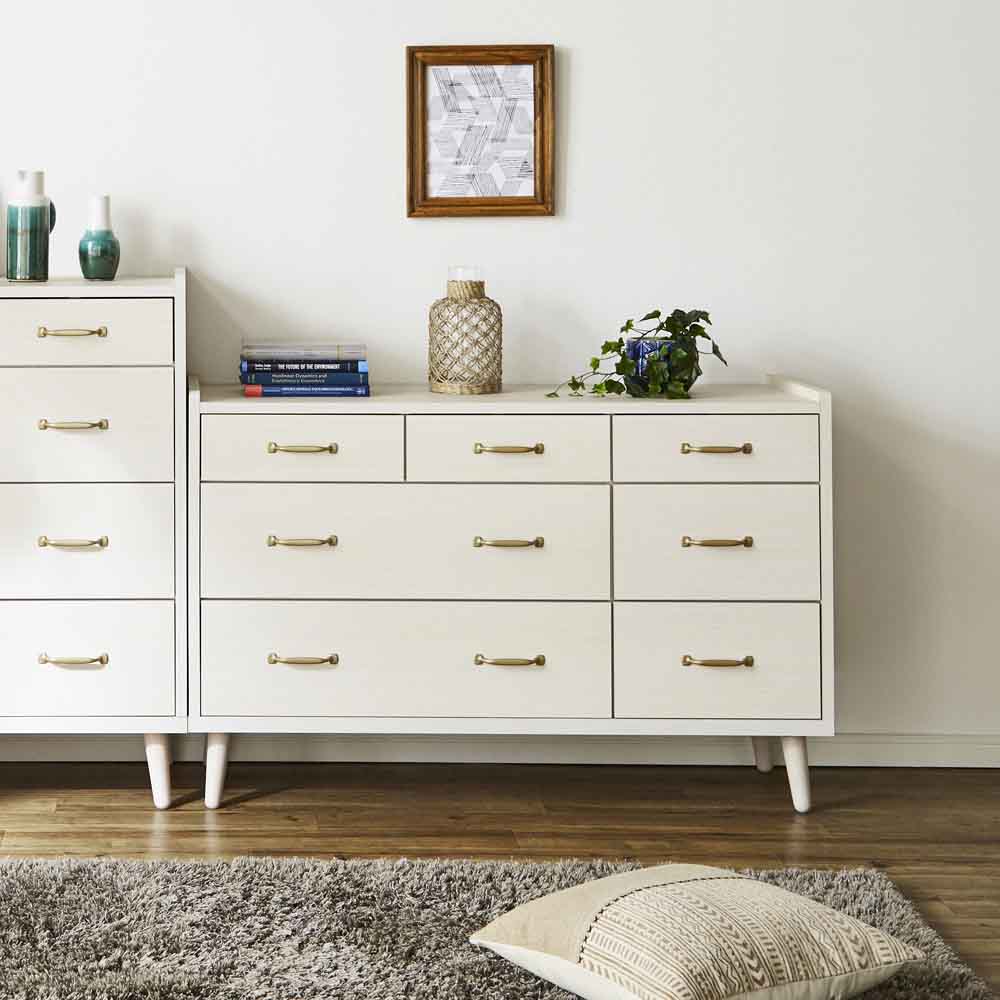 CH-01-120-3-WH Scandinavian Style Low Chest