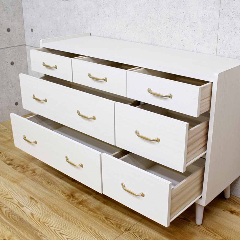 CH-01-120-3-WH Scandinavian Style Low Chest