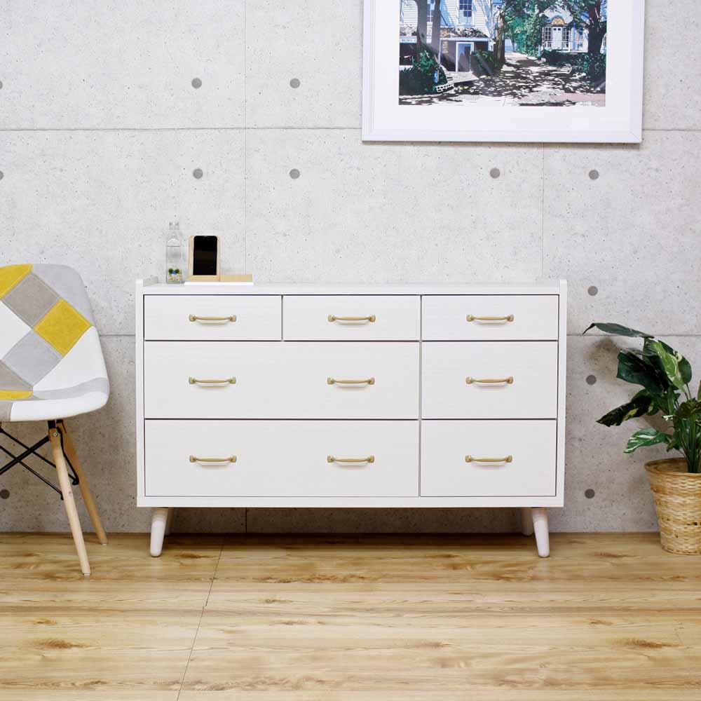 CH-01-120-3-WH Scandinavian Style Low Chest