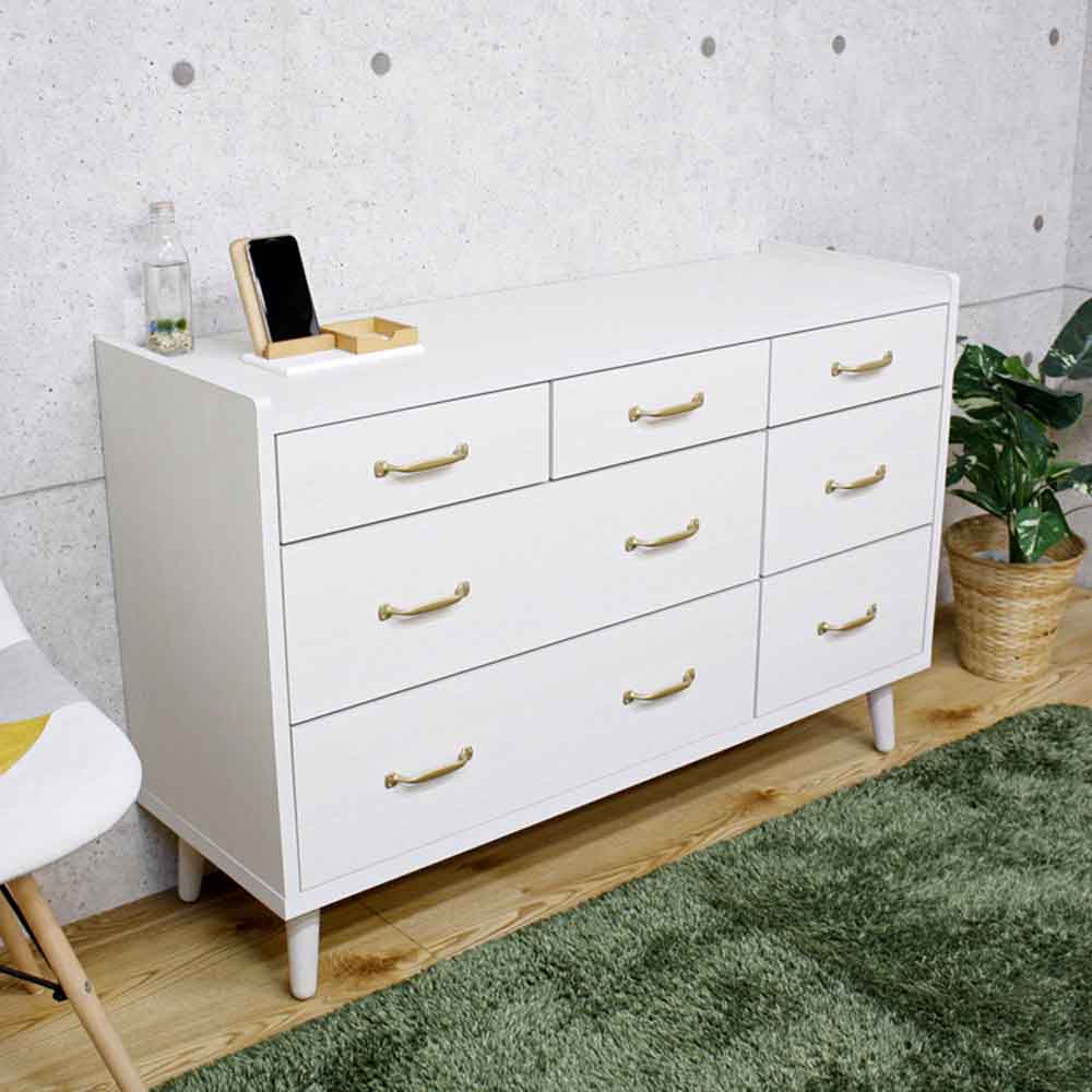 CH-01-120-3-WH Scandinavian Style Low Chest