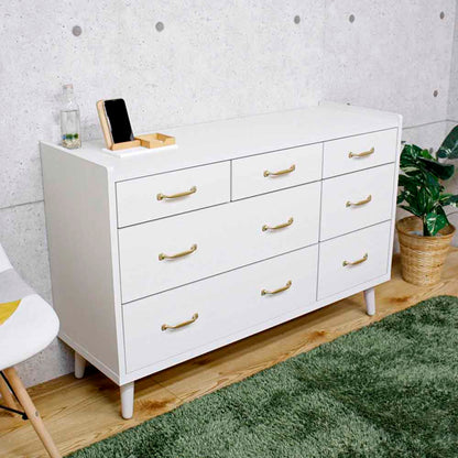 CH-01-120-3-WH Scandinavian Style Low Chest