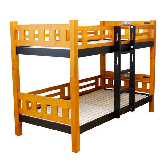 BB-07-2-LBR Space-Saving Double Bunk Bed with Vertical Ladder