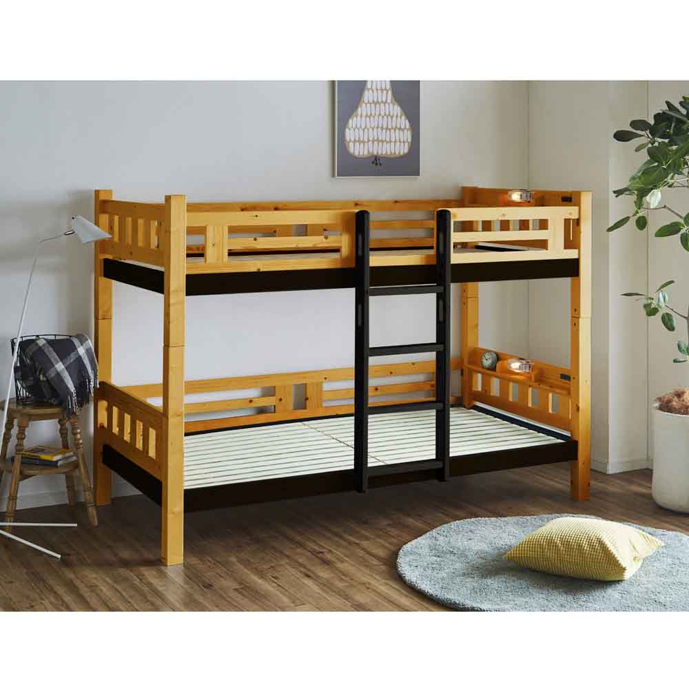 BB-07-2-LBR Space-Saving Double Bunk Bed with Vertical Ladder
