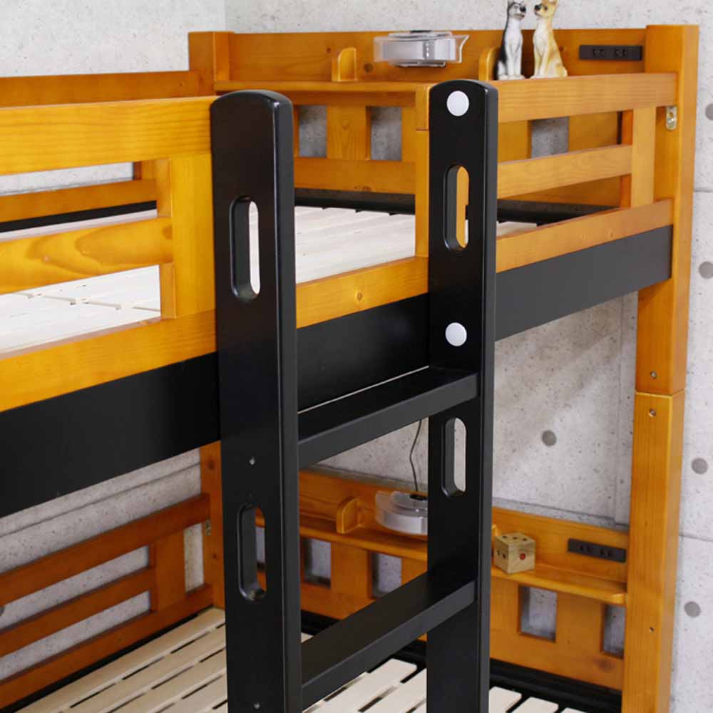 BB-07-2-LBR Space-Saving Double Bunk Bed with Vertical Ladder