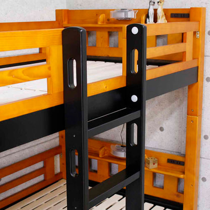 BB-07-2-LBR Space-Saving Double Bunk Bed with Vertical Ladder