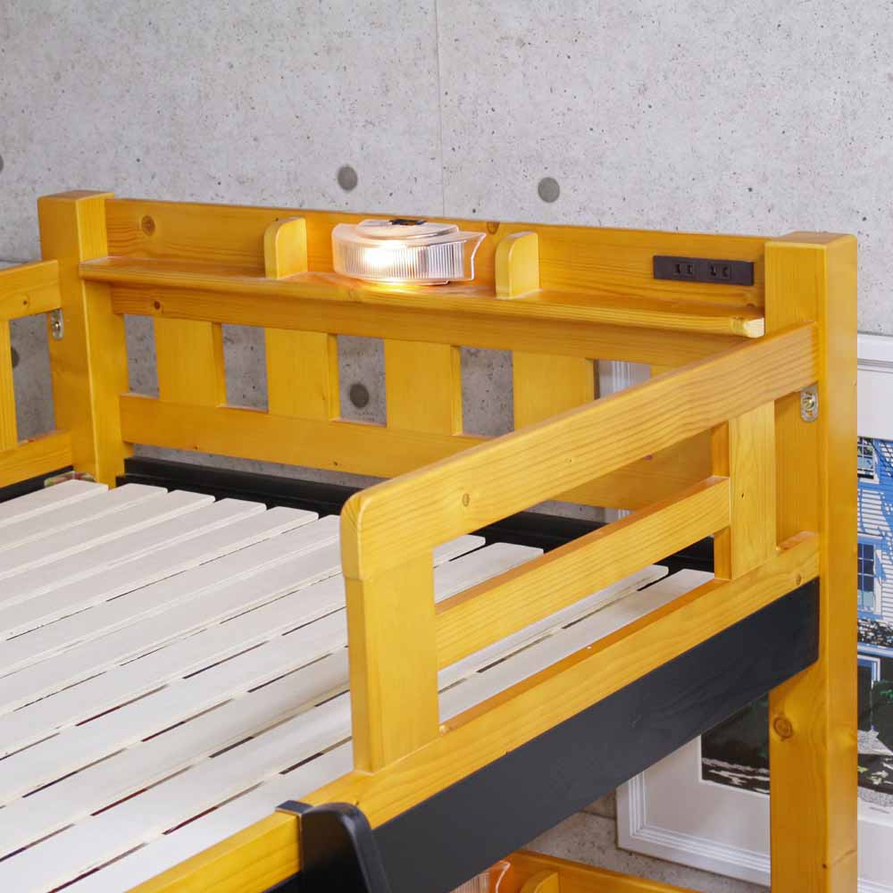 BB-07-3-LBR Triple Bunk Bed with Vertical Columns