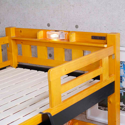 BB-07-3-LBR Triple Bunk Bed with Vertical Columns