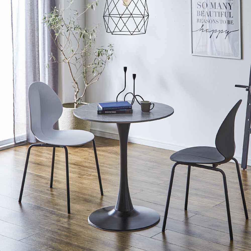 Ceramic Round Table with Design and Durability - Gray