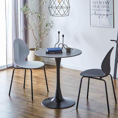 Ceramic Round Table with Design and Durability - Gray