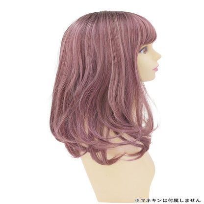 Priscilla All Wig Gradation Frill Curl Midi Heat Resistant Dark Plum