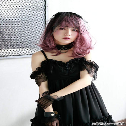 Priscilla All Wig Gradation Frill Curl Midi Heat Resistant Dark Plum