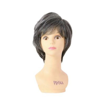 Priscilla All Wig Mrs. Airy Curl Short Heat Resistant Dark Gray Hair