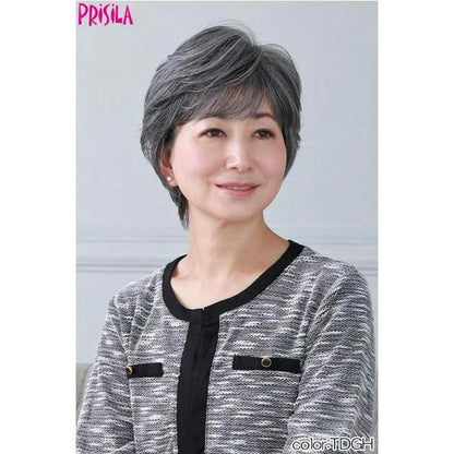 Priscilla All Wig Mrs. Airy Curl Short Heat Resistant Dark Gray Hair