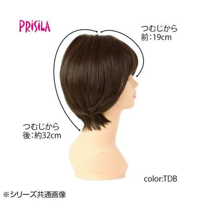 Priscilla Mrs. All Wig Round Curl Short Bob Heat Resistant Dark Brown