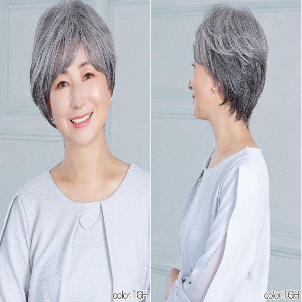 Priscilla Hat Wig Relax Short Heat Resistant Gray Hair