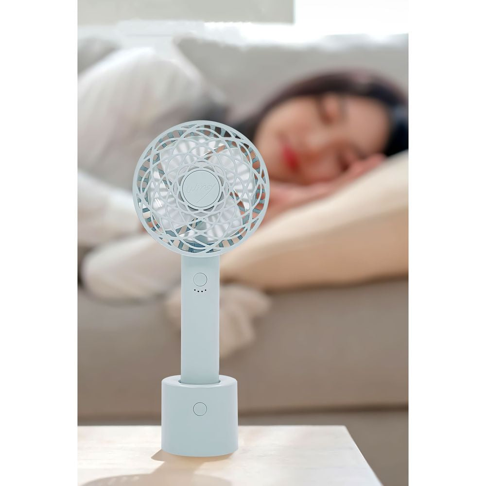 Trade One WINSY USB Rechargeable Auto Swing Fan Flower Type Blue