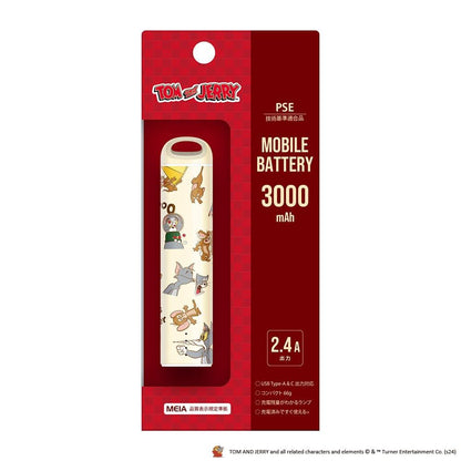 PGA スティック型モバイルバッテリー 3000mAh トムとジェリー PG-WLBJ30A01TAJ