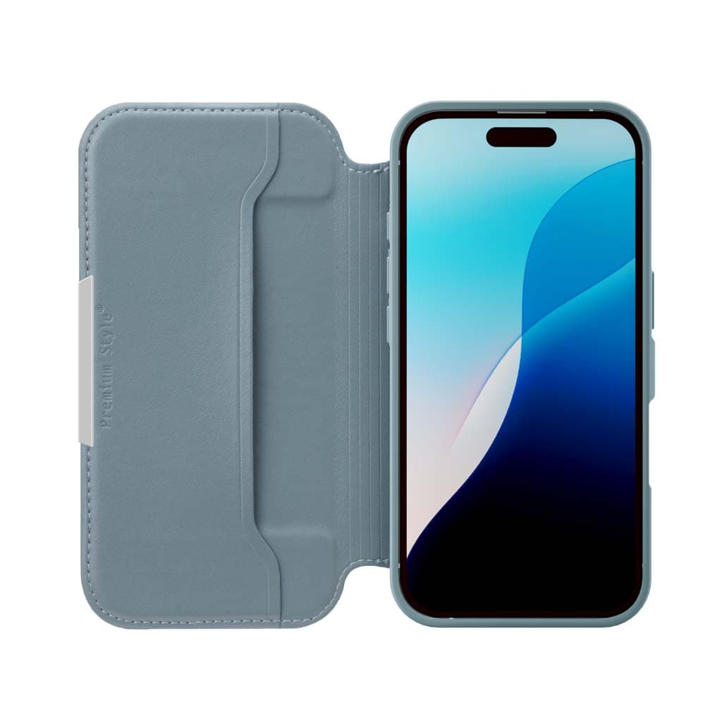 PGA Glass Flip Case for iPhone 16 Blue PG-24AGF03BL 70g