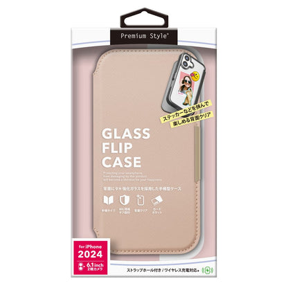 PGA Glass Flip Case for iPhone 16 Saffiano Pink PG-24AGF06PK 70g
