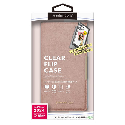 PGA iPhone 16 Clear Flip Case Suede/Pink PG-24ACF06PK 70g
