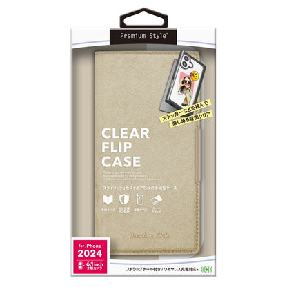 PGA Clear Flip Case for iPhone 16 Suede Beige PG-24ACF08BE 70g