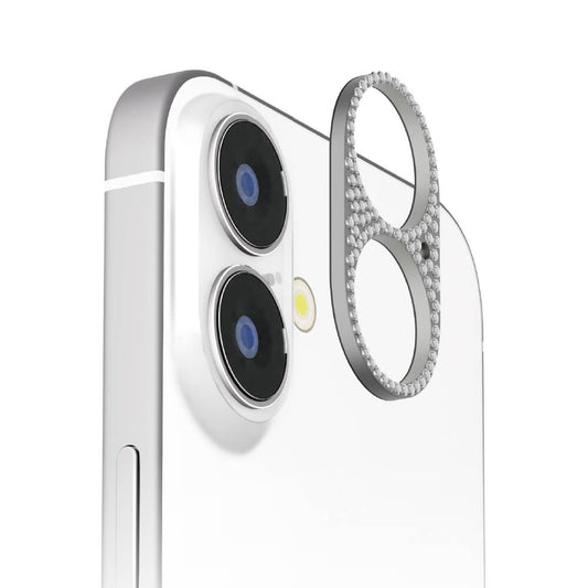 PGA iPhone 16/16 Plus Dual Camera Lens Frame Rhinestone/Silver