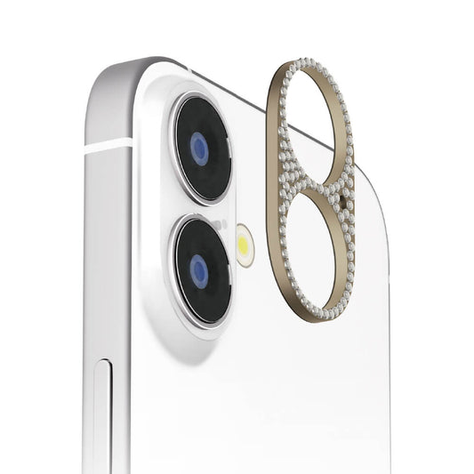 PGA Camera Lens Frame for iPhone 16/16 Plus Dual Camera Rhinestone/Gold 6g