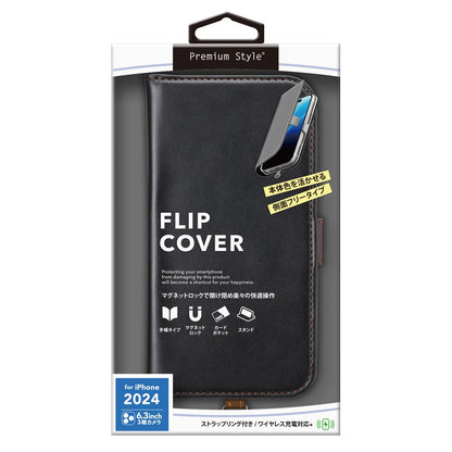 PGA iPhone 16 Pro Flip Cover Black PG-24BFP02BK
