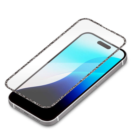 PGA iPhone 16 Pro Full Liquid Crystal Protection Glass Glitter Frame Black/High Transparency PG-24BGLL01BK 13g