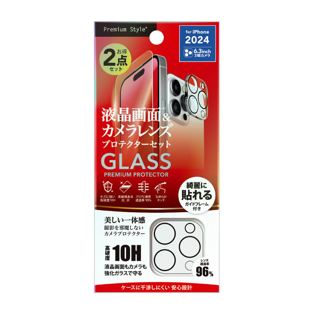 PGA iPhone 16 Pro Liquid Crystal Protection Glass Camera Protector Set/High Transparency PG-24BGLPST 13g