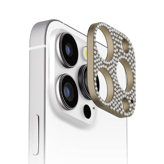 PGA Camera Lens Frame for iPhone 16 Pro/16 Pro Max - Gold with Rhinestones 12g