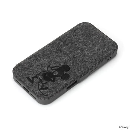 PGA Glass Flip Case for iPhone 16 (Felt) Mickey Mouse PG-D24AGF05MKY