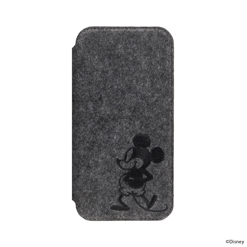 PGA Glass Flip Case for iPhone 16 (Felt) Mickey Mouse PG-D24AGF05MKY